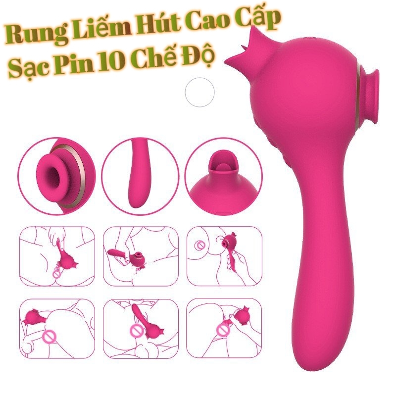 Gậy rung liếm hút âm đạo 3 trong 1 cao cấp